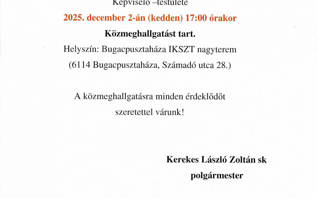 MEGHÍVÓ – Közmeghallgatás